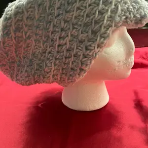 Baby Blue & Crystal White Crocheted Tam