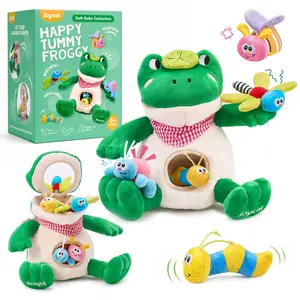 JoyCat Baby Toys 3-18 Months, Frog Montessori Toy Includes 4 Sensory Insects with Rattle, Crinkle, Squeaker & Baby Mirror for Tummy Time, Soft Stuffed Animal Toy for Infants Newborn Boy & Girl Gifts summerwins,summerwins