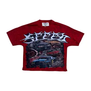 WH-T1562 - Speed Saint with Rhinestones n Studs Cropped Top T-Shirt