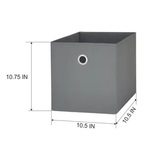 Closet Essentials Heavyweight Collapse Storage Container, Gray Color, 10.75 Inches Tall, 10.5 Inches Wide, 10.5 Inches Deep