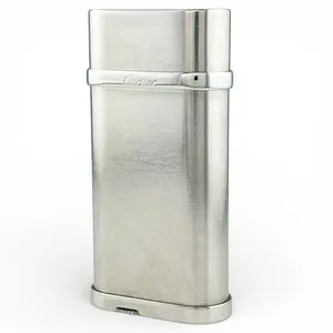 Pre-owned Cartier Sterling Silver 925 (Ag925) Small Leather Goods Godron Hairline Lighter