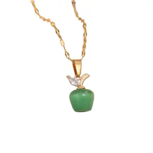 Green Apple Pendant Necklace for Women