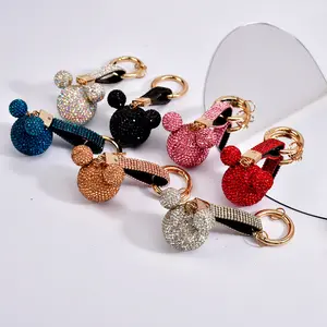 Creative Korean‑style Diamond‑Encrusted Cartoon Mickey Head Keychain, Cute Rhinestone Bag Charm for Women, Luxury Pendant, Perfect Mother’s Day & Graduation Gift