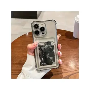 [Clear And Clear Black] - Protective Mobile Phone Case With Card Slot For Iphone 16, 15, 14, 13, 12, 11 Series, Clear Anti-Drop Back CoverSuitable For IPhone 17 Air