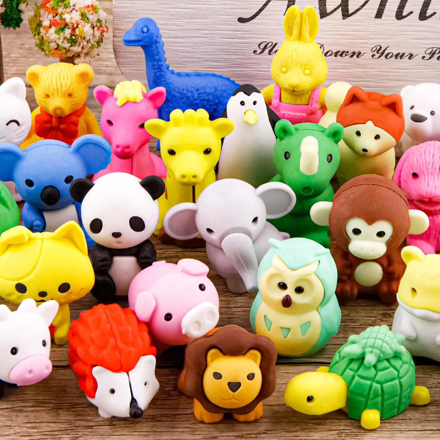70 pcs Animal Erasers Desk Pets for Kids Classroom Prizes, Puzzle Erasers Take Apart Erasers Animals Pencil Erasers for Class Treasure Box,Party Favors,Easter Egg Stuffers,Back to School Supplies