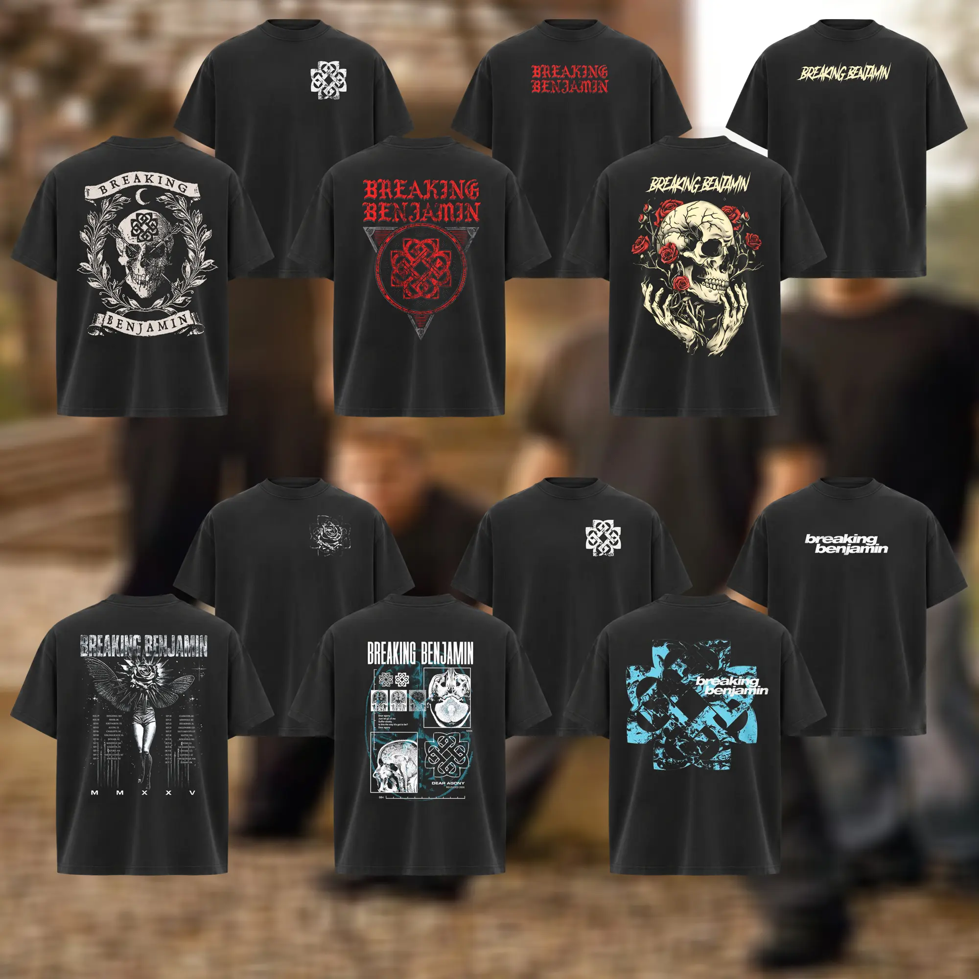 [COLLECTION] Breaking Benjamin Band Rock T-Shirt , Retro Nu Metal Graphic Tee , Unisex Streetwear Gift for Alternative Rock Fans Menswear Menswear Casual Top Crewneck Classic,Men's Cotton Short-Sleeve