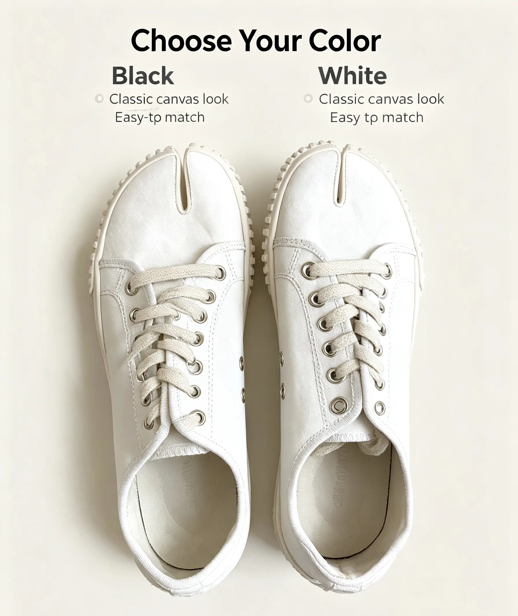 Hot Trend Tabi Split-Toe Canvas Biscuit Shoes for Women - Unique Hoof-Shaped Low-Top Casual Walking Shoes with Lightweight Breathable Upper, Durable Sole. Easy to pair with dresses and pants, suitable for daily commuting and weekend outings. Tactical