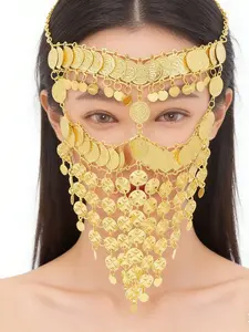 New Ancient Style Alloy Inverted Triangle Mask Full Face Coin Fringe Face Curtain Fashion Performance Accessory