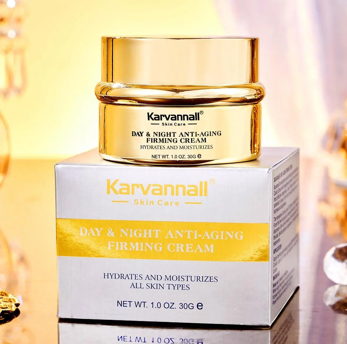 Karvannall Caviar Anti-Aging Skincare Set - Brightening & Firming Cleanser and Cream for Combination Skin, Vegan & Alcohol-Free, 1.0 oz, Cleansing