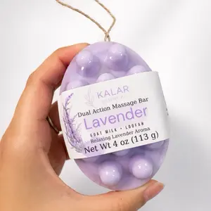 Lavender Goat Milk Massage Soap Bar – Relaxing Exfoliating Loofah Soap – Gentle Skin Care – KALAR Essential
