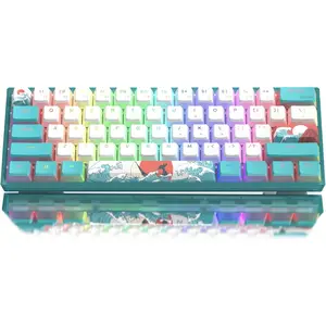 Womier 60% Percent Keyboard,WK61 V2 Mechanical RGB Wired Gaming Keyboard,-Swappable Creamy Key Board with PBT Keycaps,Linear Red Switch for
