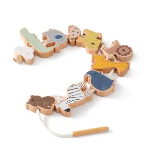 Wooden Cheese Threading Toy Baby Early Education Educational Threading Toy Children's Hand-Eye Coordination Hands-on Toy