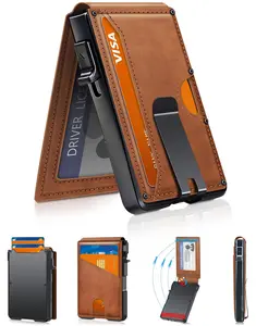 Minimalist Men’s Slim Wallet: 9 - 13 Cards, Money Clip, ID Window. RFID - Blocking, Aluminum Bifold Pop - Up SpringStatements wallet