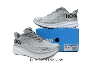 Lightweight neutral running sneakers with breathable mesh upper in pale gray & off-white, multi-layer wave cushion midsole delivers cloud-level cushioning for long-distance jogging and all-day fatigue-free walking