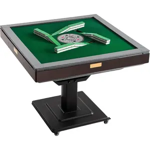 VEVOR Mahjong Table, Square 4 Player Folding Card Table with 4 Cup Holders 4 Chip Trays, Portable Domino Game Table with 1 Set of Dominoes for Mahjong Poker Puzzles, 35.4x 35.4-inch, WhiteVEVOR Super Brand Day