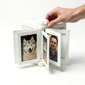 360° Rotating 8-Slot Multi-Sided Spinning Photo Frame - Desktop Family Memory Display, Minimalist Home Office Desk Decor, Personalized Party Gift