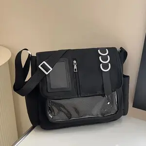 Japanese Harajuku School Bags for Girls New Transparent Itabag Shoulder Crossbody Bag DIY Badges Display Plate Ita Bag