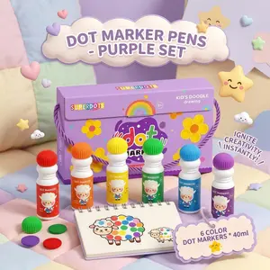 ideal Gifts of Children's Day - 6 Pcs Dot Markers Set, Washable Rainbow Paint Pens for Toddlers, Mess-Free Creative Art Supplies for Toddlers,Kids Arts and Crafts Supplies
