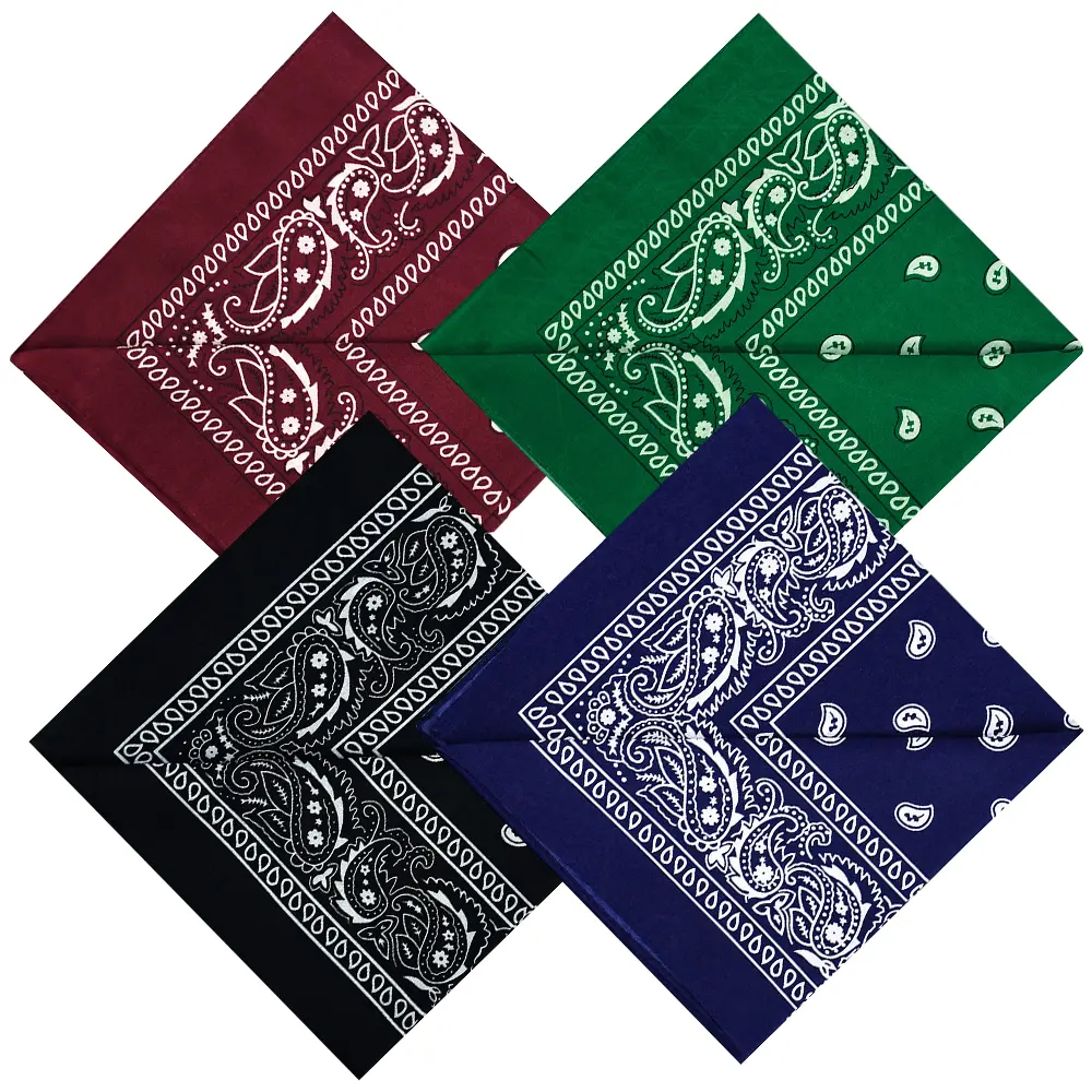 Pack of 4 Multi-Purpose Square Scarfs for Men & Women, 21.26x21.26 Inces Cotton Headbands, Ultra-soft Face Cover Bandanas Suit All Genders Perfect for Festivals, Travel or Daily Wear