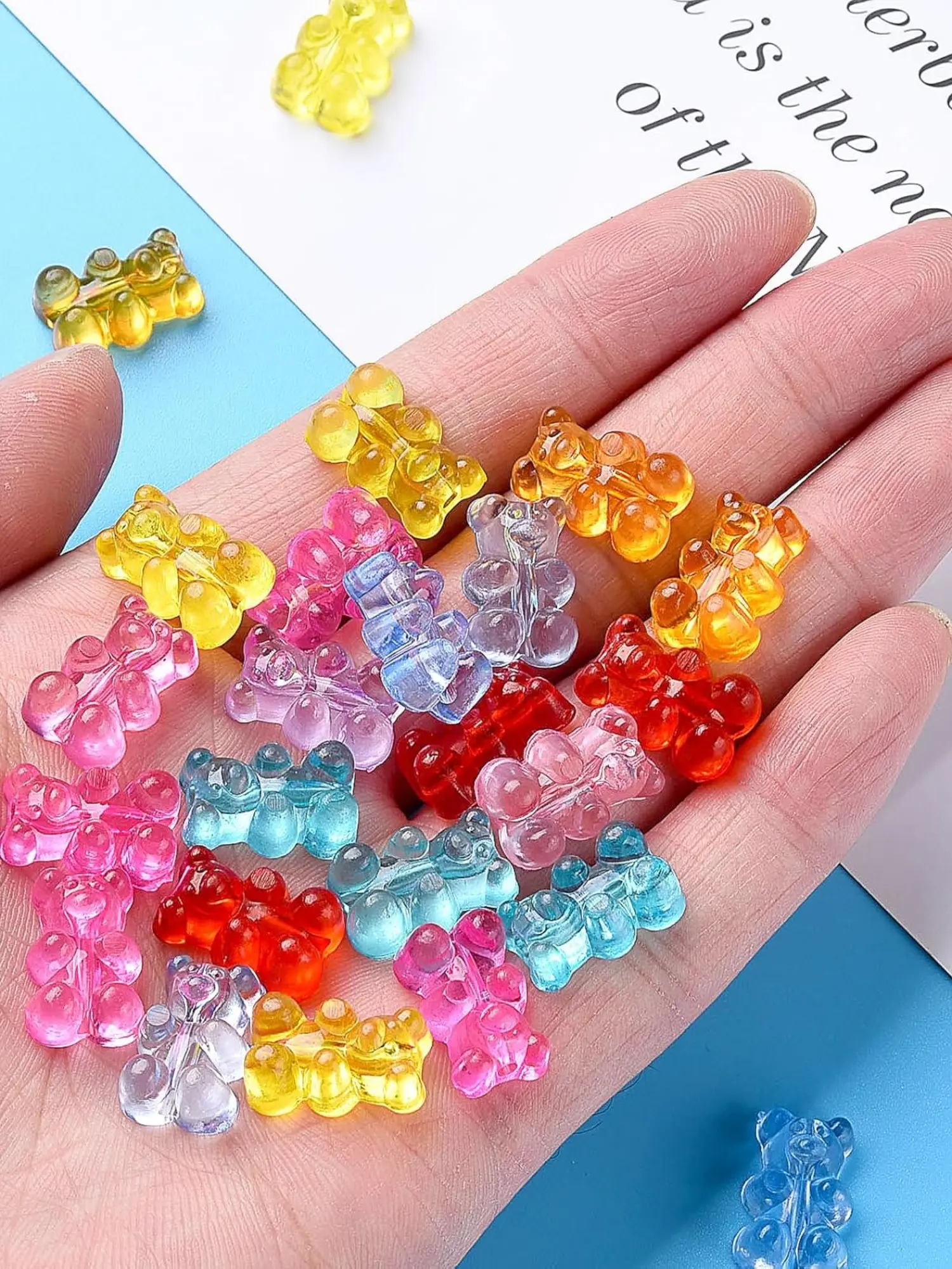 50pcs/100pcs Clear Acrylic Bear Beads, Mixed Color Cute Bear Charms for Bracelet,Necklace,and DIY Crafts,Jewelry Making Supplies, DIY Beading Accessories