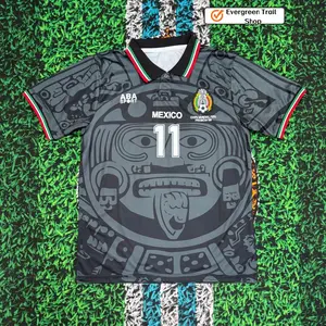 1998 Mexico Soccer National Team Home BLACK Nostalgia Soccer Jersey #15 Hernandez #11  Blanco Classic Breathable Quick Dry Soccer Jersey
