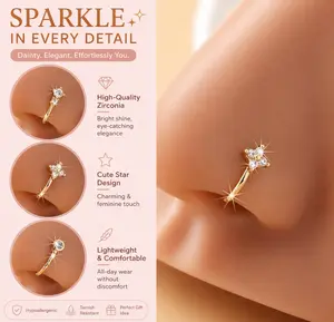 3pcs Rhinestone Clip-On Nose Rings, No Piercing Needed, Adjustable Fake Nose Jewelry, Sparkly Nose Cuffs for Women, Fashion Accessories