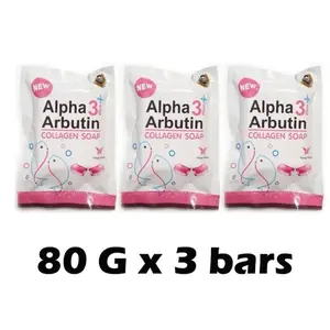 Daily Cleansing Soap with Alpha Arbutin, Vitamin C & Collagen, Floral Scented Face and Body Cleanser, Gentle Formula for Smooth-Looking Skin(3 Packs)