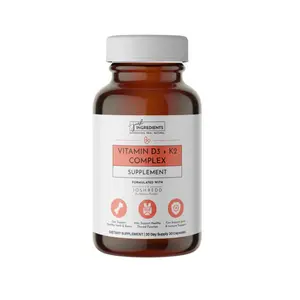 Just Ingredients Vitamin D3+K2 Complex Supplement - Essential Vitamins for Bone & Brain Health, 30 Day Supply