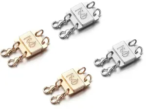 Locking Magnetic Double Necklace Layering Clasp, Layered Look Necklace Clasps, Separator for Stackable Necklaces and Chains with Storage Box