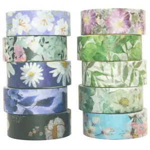 10 Rolls Spring  Washi Tape Set Masking Decorative Tapes (Cold Tone)