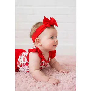 Bestaroo Strawberry Fields Ruffle Bloomer Set – Baby Girl Summer Outfit, 3-Piece Onesie, Ruffled Bloomer & Headband, Soft Bamboo, Stretchy, 0-24M