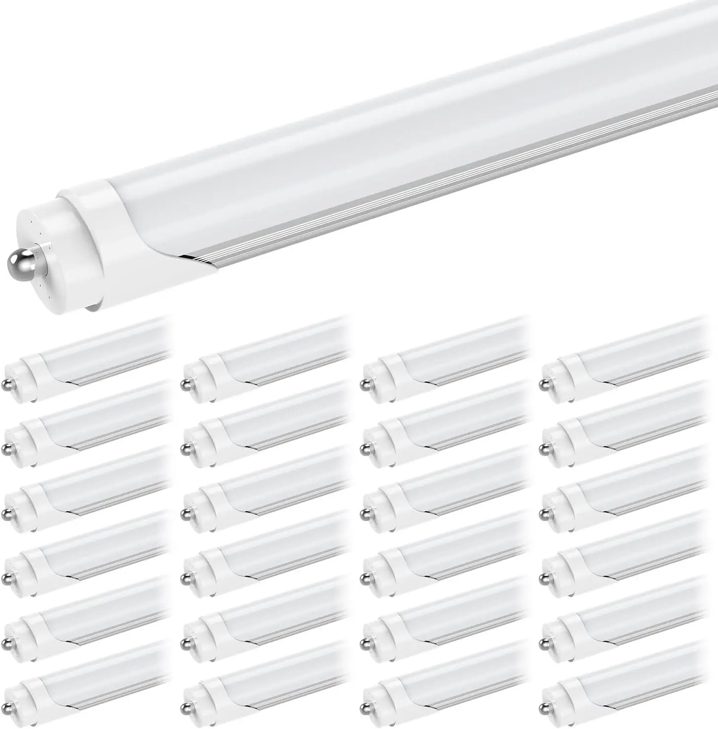 CNSUNWAY 8FT LED Bulbs, 45W 5400LM 6000K Super Bright, FA8 Single Pin LED Light Tube, Frosted Cover, Ballast Bypass, F96T12 Fluorescent Light Bulbs Replacement, ETL Listed (25-Pack)
