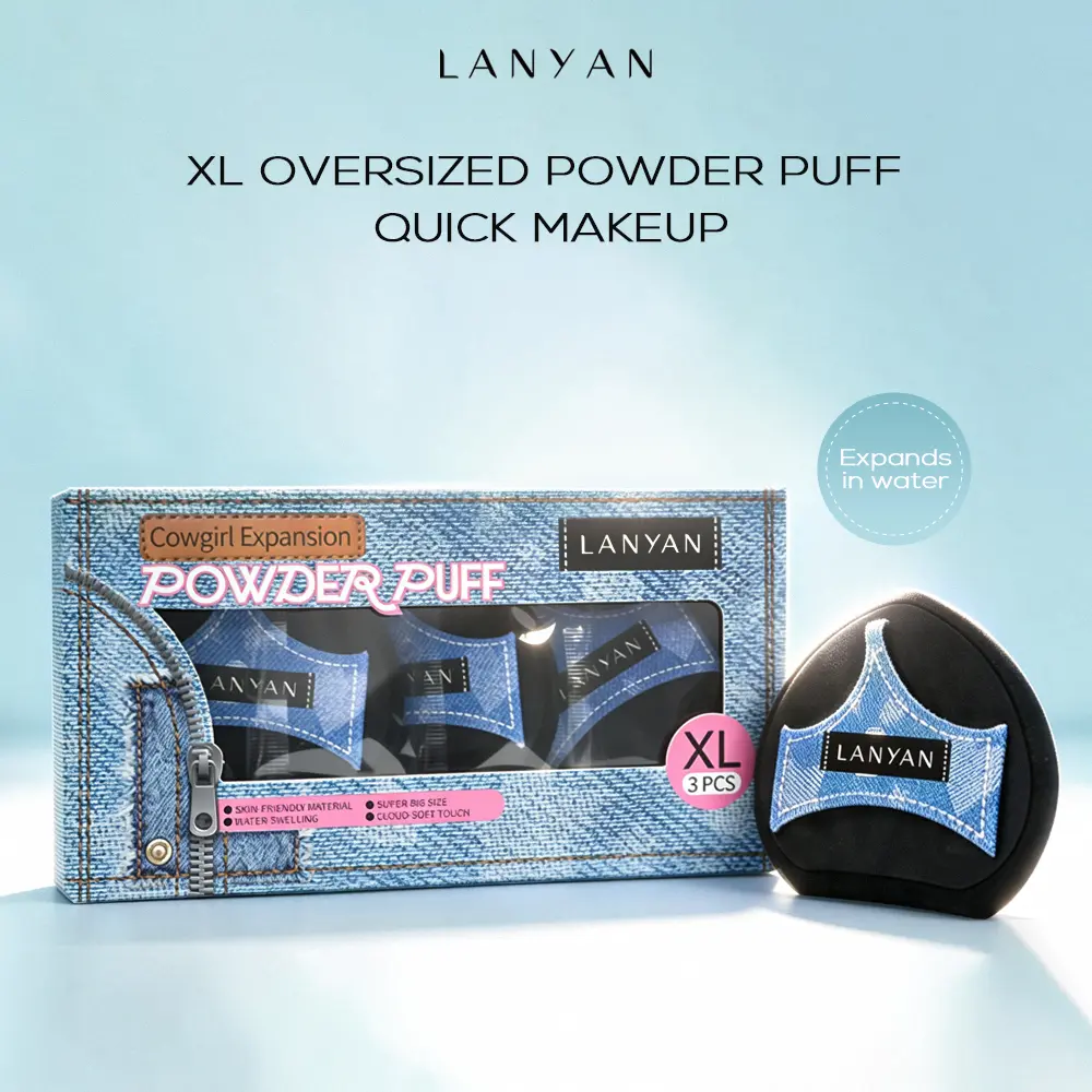 LANYAN Triangle Makeup Puff Set, 2 Pack Soft Reusable Beauty Sponges for Foundation and Loose Powder, Wet/Dry Use, Black, Facial Sponges, Makeup Sponges