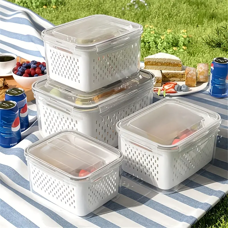 9pcs Plastic Food Storage Containers Set - Airtight Mason Jar-Grade Seal, Leak-Proof, Freezable, Reusable, Functional, Varied Sizes with Lids, Draining Nets, Labels, Wide Mouth for Meal Prep, Fruits, Veggies (New Gray)