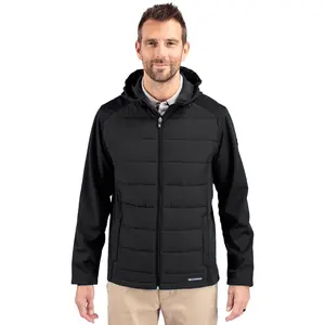 Cutter & Buck Evoke Hybrid Eco Softshell Recycled Full Zip Mens Big & Tall Hooded Jacket
