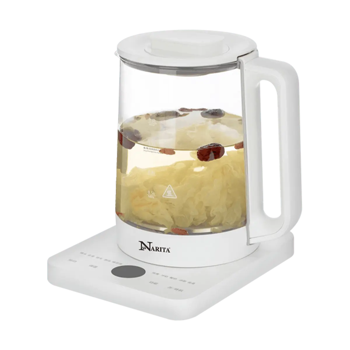 NARITA 1.5L Electric Glass Kettle for Bird's Nest, Herbal Tea, Stewing - Automatic Keep Warm, Multi-functional Health Pot NEK-1515