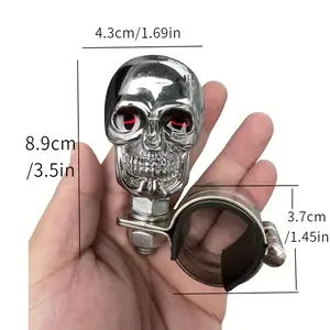 Skull Theme Steering Wheel and Power Handle Knob-Enhance Grip and Driving Experience, Suitable for Most Cars
