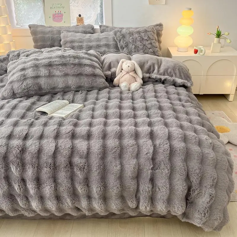 Fuzzy Duvet Cover Set, 3 Counts/set Including 1 Duvet Cover & 2 Pillowcases, Soft Comfortable Cozy Bedding Set for Bedroom