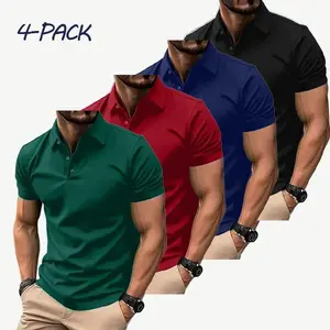 Men's 4-Pack Multi-Color Polos | Short Sleeve, Slim Fit | Casual & Business WearGift
