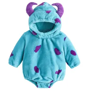 Toddler Baby Girls Boys Cartoon Animal Costume Flannel Rabbit Costume Hooded Long Sleeve Pajamas Romper Funny Halloween Carnival Cosplay Outfits(Sheet)