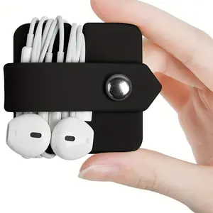 2pcs Silicone Headphone Winder Wire Cable Silicone Wire Organizer Data Cable Cord Organizer Earbuds Holder Earphone Wrap Earphones Organizer Headset Headphone Winder Cord Manager Cable Winder