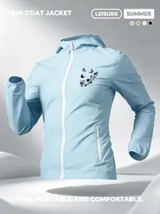 Women's Ultra-Thin Hooded Coat Cute Butterfly Floral Print Lightweight Sun Protection Jacket Multiple Colors Casual Outing Daily Wear Skin-friendly Breathable Machine Washable Plus Size Casual Streetwear For Women