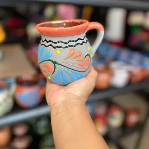 Traditional Mexican caffe mugs taza jarrito de barro