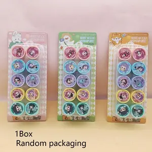 10/12 piece set of cute cartoon girl band stamps, student toy stamps, male and female birthday gifts, perfect party gifts, holiday party interactive gifts