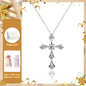 Moissanite Cross Necklace 18inches Perfect for Any Occasion & Everyday Wear Birthday Anniversary Gifts Mother's Day Gift
