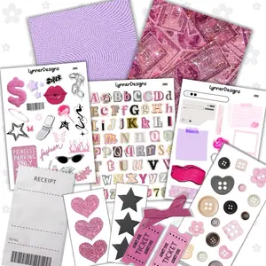 Junk Journal Kit | JJ005 Pink Y2K Decorative Junk Journaling Decor | Scrap Pack | Scrapbooking | DIY | Ephemera Kit | Junk Journal Supplies