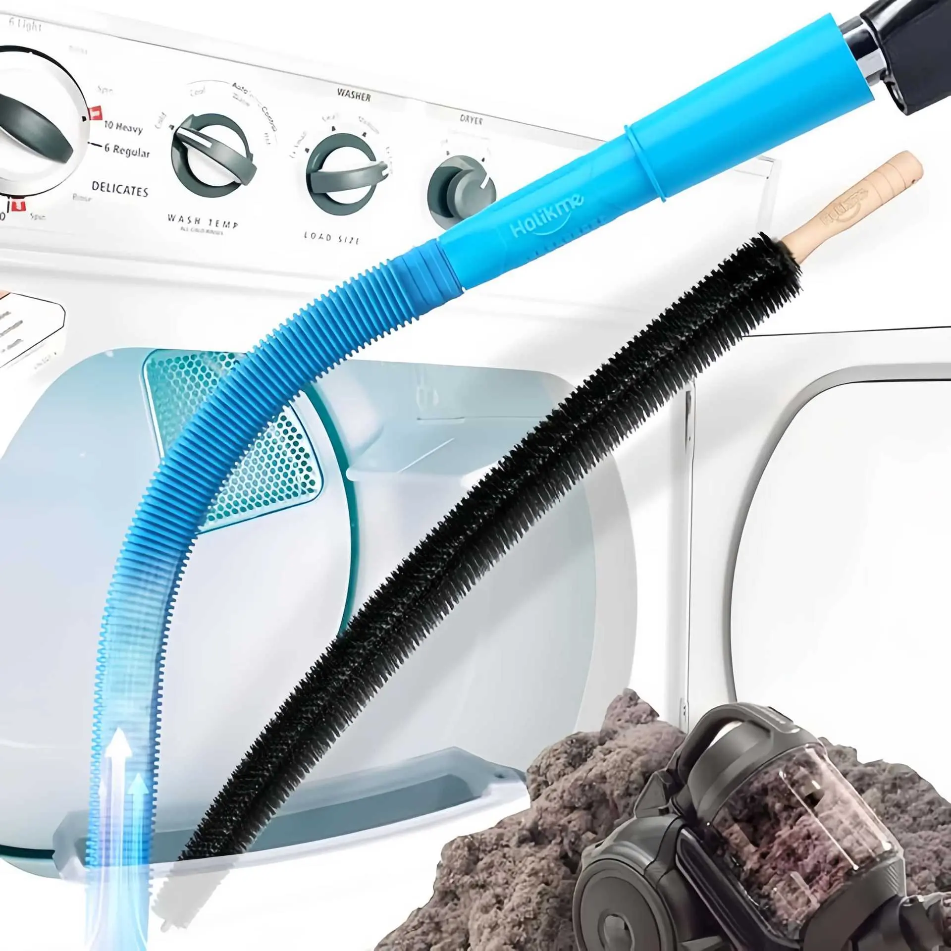 Eagej Dryer Vent Cleaner Kit 2 Pieces Vacuum Hose Attachment Lint Brush Universal Quick Lint Remover Deep Cleaning Improve Dryer Efficiency Lower Electric Bills