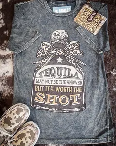 Worth The Shot Graphic Tee - Gray