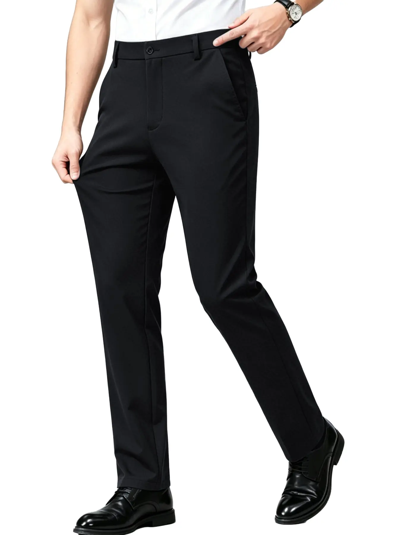 1 piece men's Business Casual Pants, Wrinkle-Resistant Comfortable Breathable Fabric, Slimming Leg Design, Ideal for Office & Light Business