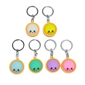 Kawaii Keychain Set, 6pcs Gradient Baozi Bubble Fidget Keychains, Cute Bag Decorative Accessories, Boho Style, Irregular Design